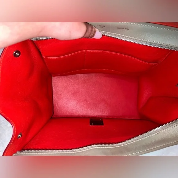 Céline Trapeze Bag Tri-Color Leather & Suede (Black/Grey/Red) W/COA - Picture 7 of 14